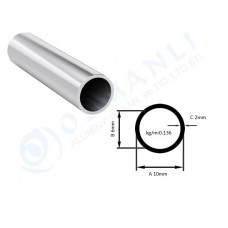 Alüminyum Boru Dış Çap 10mm  Et Kalınlık 2mm